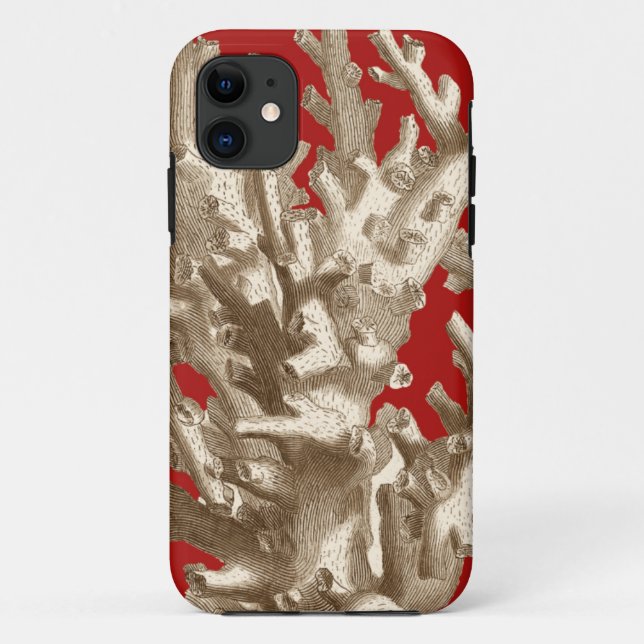Small Coral in Red Case-Mate iPhone Case (Back)