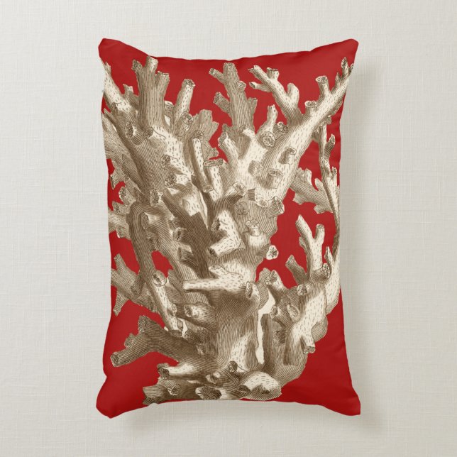 Small Coral in Red Decorative Pillow (Front(Vertical))