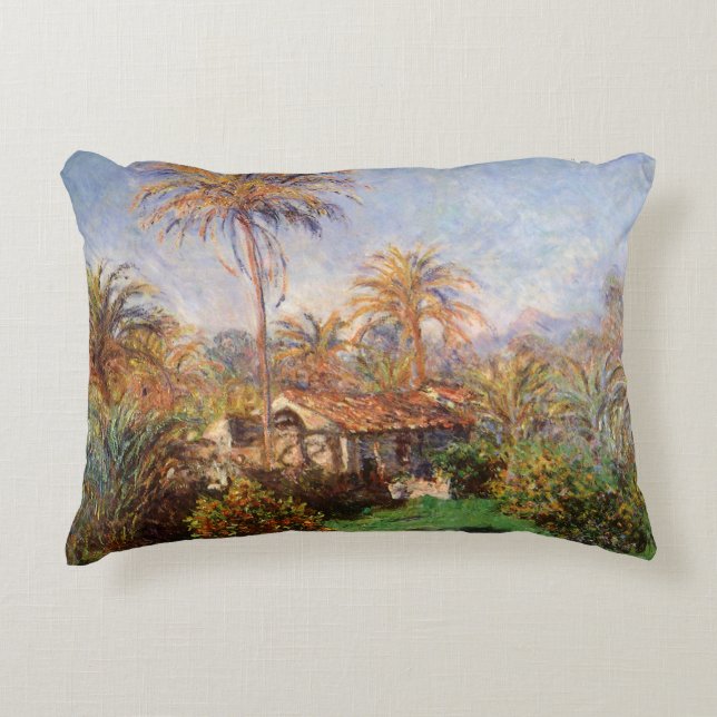 Small Country Farm in Bordighera by Claude Monet Decorative Pillow (Front)