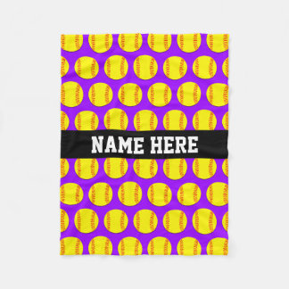 Small Custom Fleece Softball Blanket - Purple