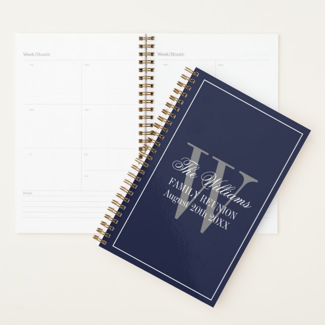 Small custom monogram family reunion party favour planner (Display)