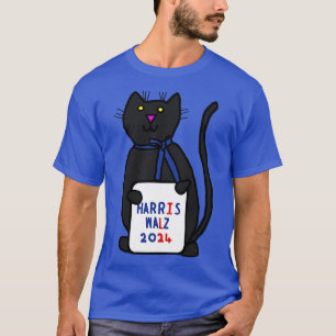 Small Cute Cat with Walz 2024 Sign T-Shirt