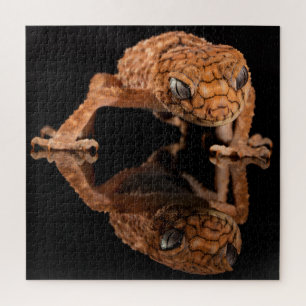 Small Cute Lizard Reptile with Reflection Jigsaw Puzzle
