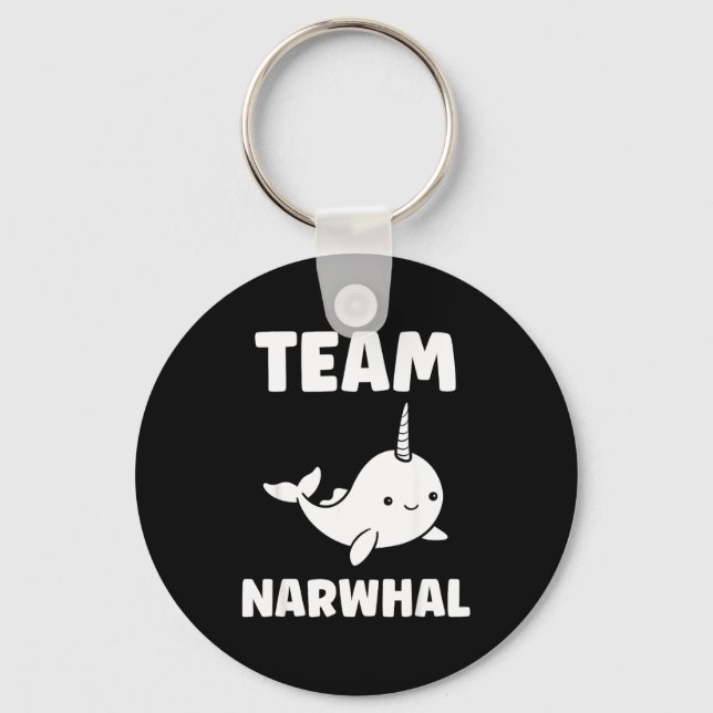 Small Cute Simple Minimalist Sea Unicorn Team Narw Keychain (Front)