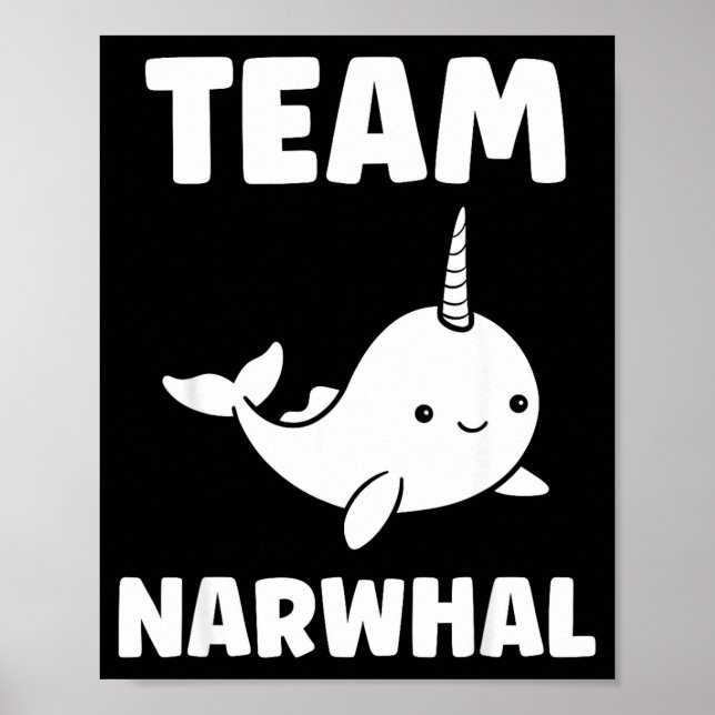 Small Cute Simple Minimalist Sea Unicorn Team Narw Poster (Front)