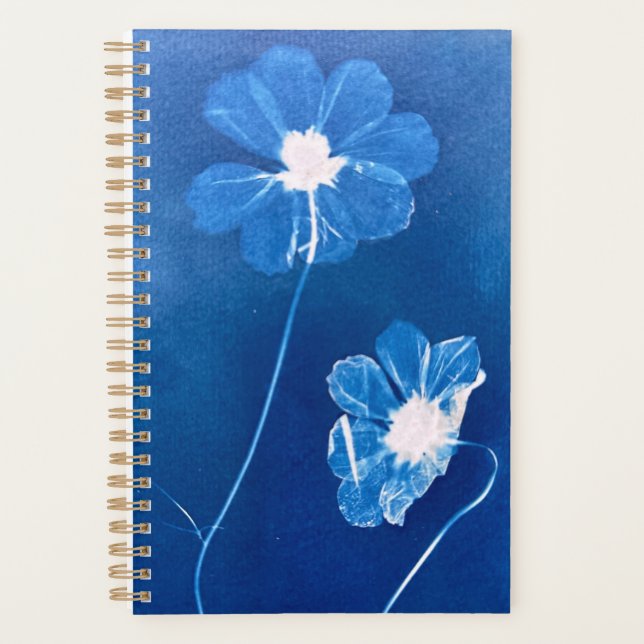 Small Cyanotype Cosmos Flower Agenda/Planner Planner (Front)