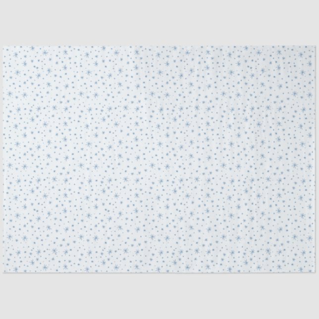 Small Dainty Blue Snowflakes Christmas Tissue Paper (Front)