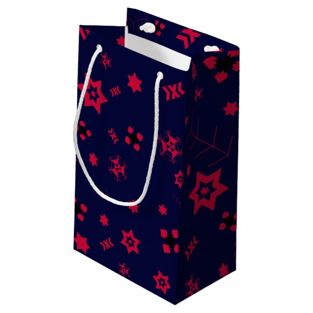 Small dark blue and red gift paper Bag  (Back Angled)