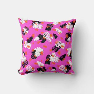 Small ditsy pattern with tropical motifs, hand dra throw pillow