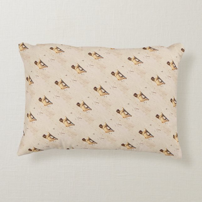 small dog pug baby playing in the summer accent pillow (Back)