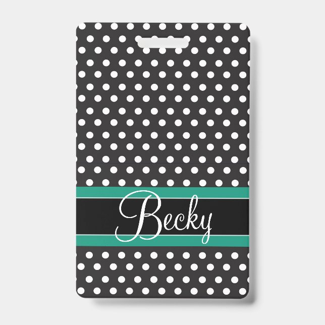 Small Dots Luggage Tag Badge (Front)