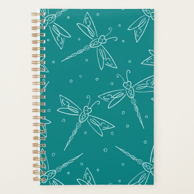 Small dragonfly themed planner - teal (Front)