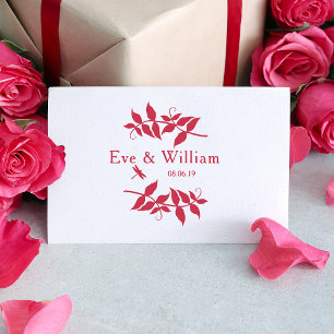 Small Dragonfly with Branches and leaves design Rubber Stamp