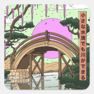 Small drops of water can also make a river square sticker