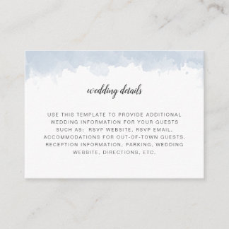Small dusty blue wedding information details card