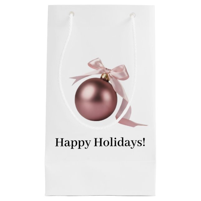 SMALL DUSTY ROSE HOLIDAY ORNAMENT GIFT BAG (Front)
