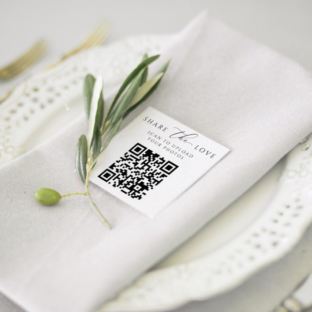 Small Elegant Share the Love Cards with QR Code (Elegant Wedding QR Code Card - Share the Love)
