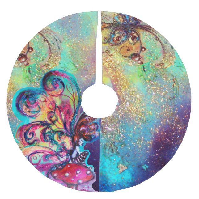 SMALL ELF OF MUSHROOMS BRUSHED POLYESTER TREE SKIRT (Front)