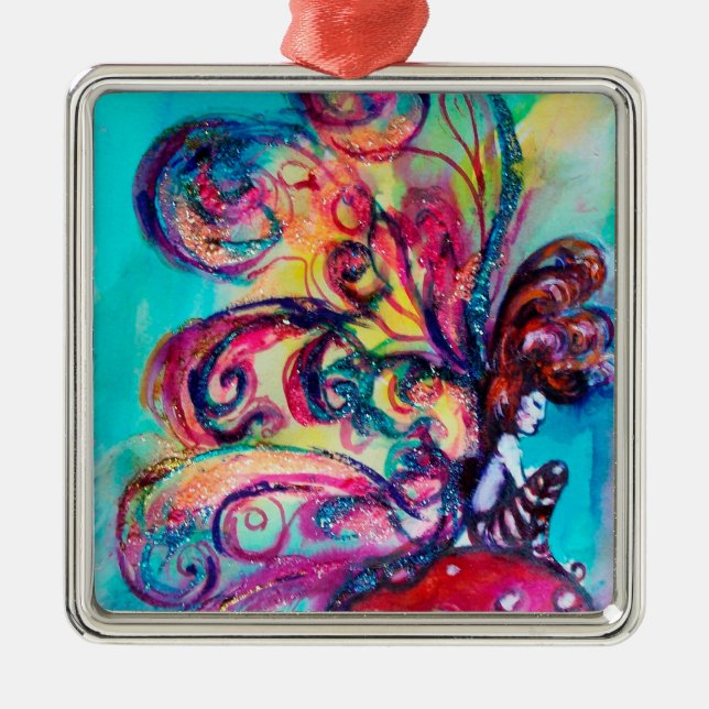 SMALL ELF OF MUSHROOMS Fantasy Metal Ornament (Front)