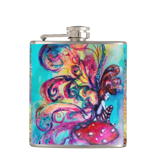 SMALL ELF OF MUSHROOMS HIP FLASK (Front)