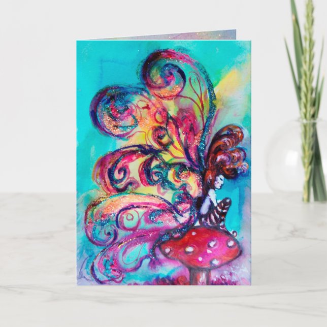 Small Elf of Mushrooms Holiday Card (Front)