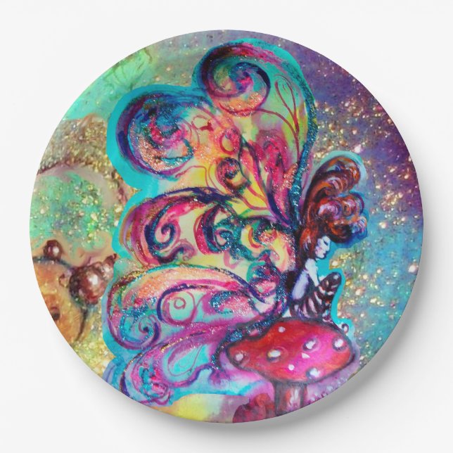 SMALL ELF OF MUSHROOMS  PAPER PLATE (Front)