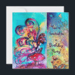 SMALL ELF OF MUSHROOMS ,pink yellow blue sparkle Invitation<br><div class="desc">Whimsical , colourful , vibrant enchanted fairy woods in the moon light .</div>