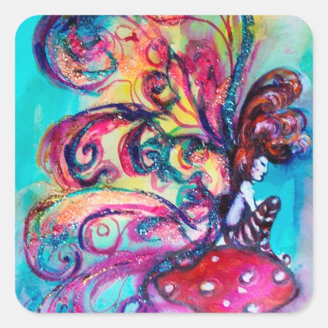 Small Elf of Mushrooms Square Sticker (Front)