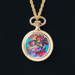 SMALL ELF OF MUSHROOMS WATCH<br><div class="desc">Whimsical , colourful , vibrant enchanted fairy woods in the moon light .Acrylic -watercolor painting with gold sparkles and iridescent colours. .A vibrant magic flower in bright aqua blue, green, teal, red brown, yellow colours with golden and silver foil ..Beautiful gift for Christmas, Holidays, special occasions , birthdays, wedding and...</div>