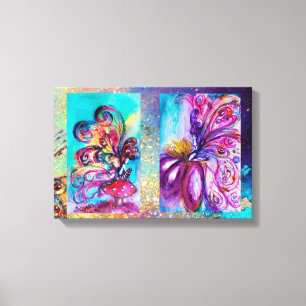SMALL ELF & WHIMSICAL CUTE FAIRY IN PINK AND GOLD CANVAS PRINT