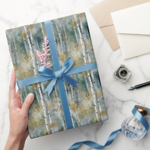 Small Endless Birch Tree Dreamscape Trees in Mist Wrapping Paper