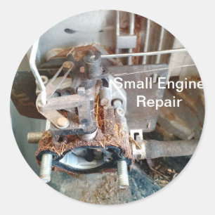 Small engine repair classic round sticker