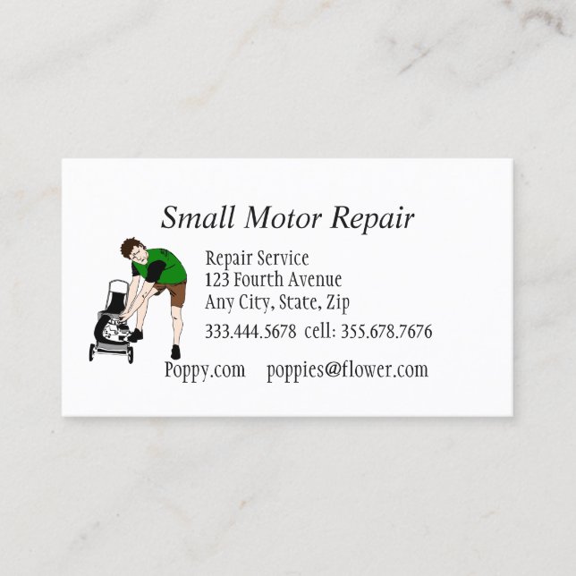 Small Engine Repair Custom Business Cards (Front)