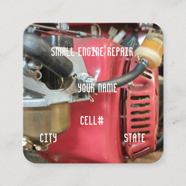 Small Engine Repair Square Business Card (Front)