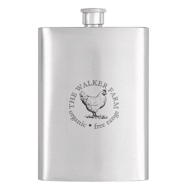 Small Farm Business Promotional Logo Hip Flask (Front)
