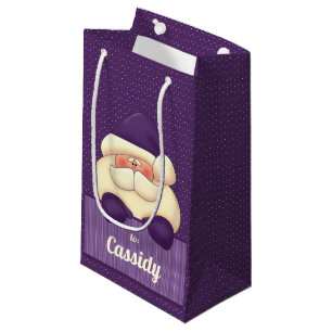 SMALL Feminine Purple Christmas Santa Gift Bag
