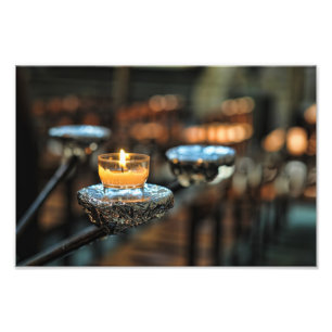Small firing candles in catholic church photo print