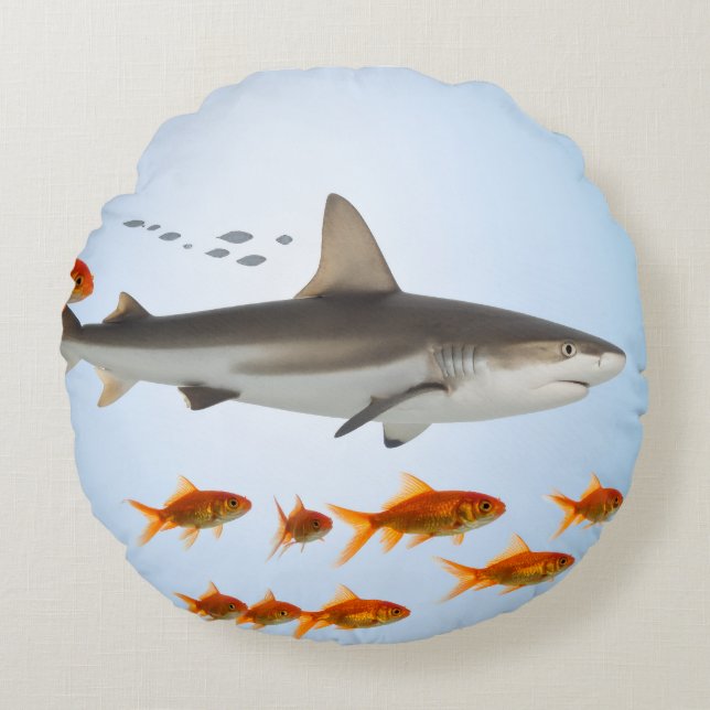 Small Fish Big Shadow Round Pillow (Front)