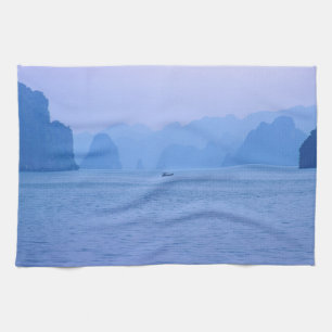Small fishing boat in Ha Long Bay - Vietnam, Asia Kitchen Towel