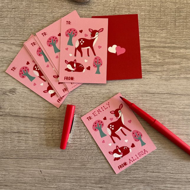 Small Flat Valentines Day Card with Cute Deer (Creator Uploaded)