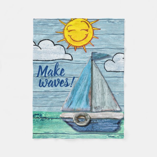 Small Fleece Blanket custom Driftwood Beach (Front)