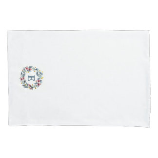 Small Floral Framed Monogram Pillow Case