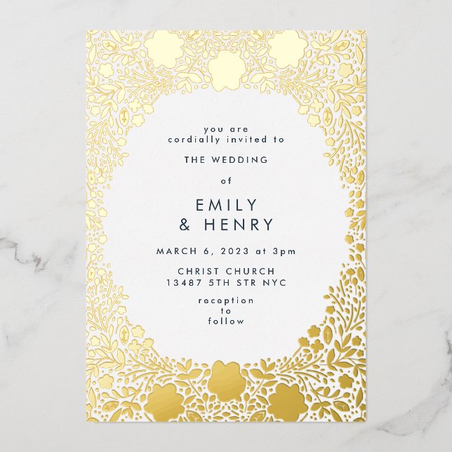 Small Floral Pressed Gold Wedding (Front)