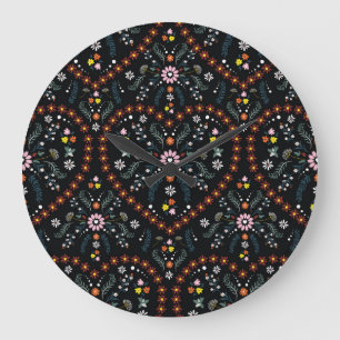 Small flower heart: fantasy seamless. large clock