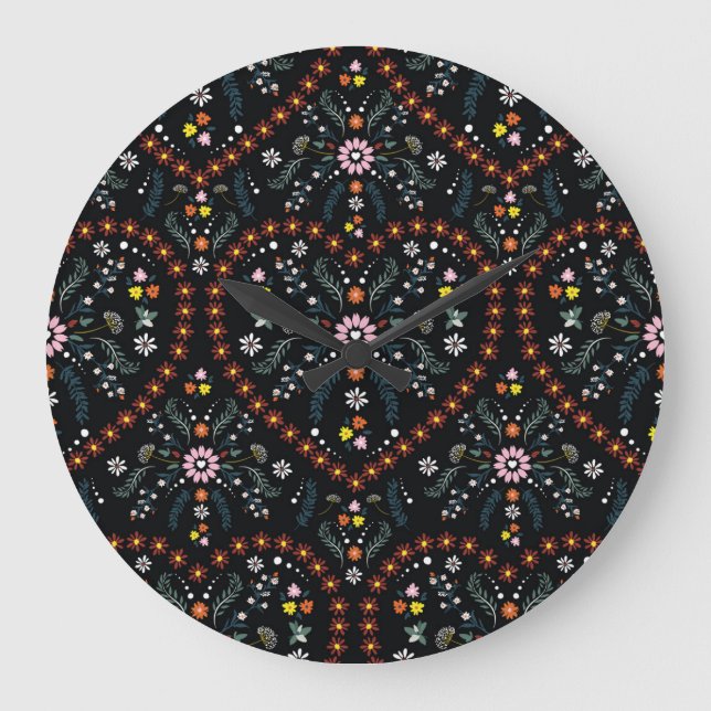 Small flower heart: fantasy seamless. large clock (Front)