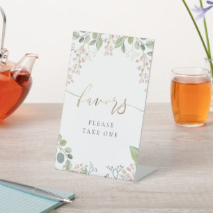 small flowers favours pedestal sign