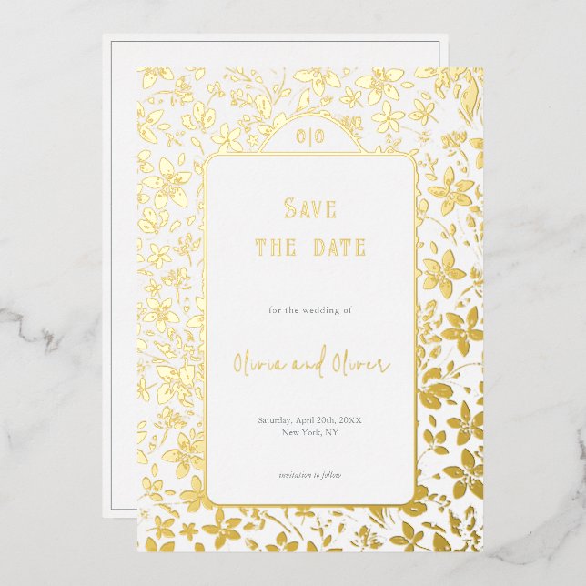 Small Flowers Wedding Save the Date (Front/Back)