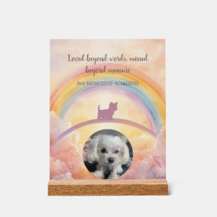 Small Fluffy Dog Rainbow Bridge Memorial Acrylic Sign