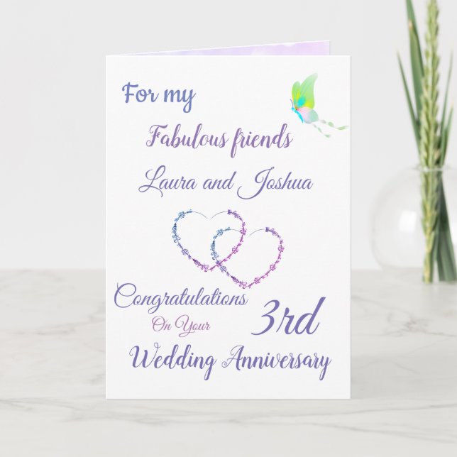 Small Friends 3rd Anniversary design greeting Card (Front)