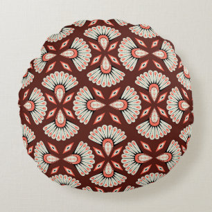 Small Geometric Motifs: Decoration Textile Pattern Round Pillow